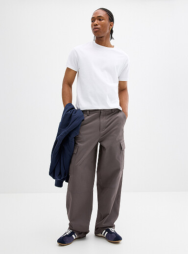 Djab: Le chino cargo jambe large <b>Coupe ample</b> Gris pour homme