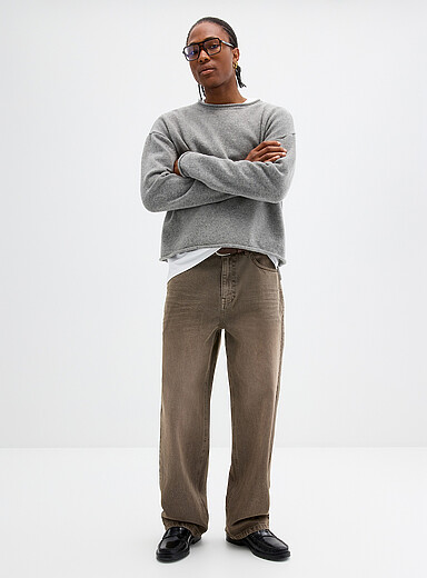 Djab: Le jean taupe d&eacute;lav&eacute; <b>Coupe Wynwood - Relaxe</b> Taupe pour homme