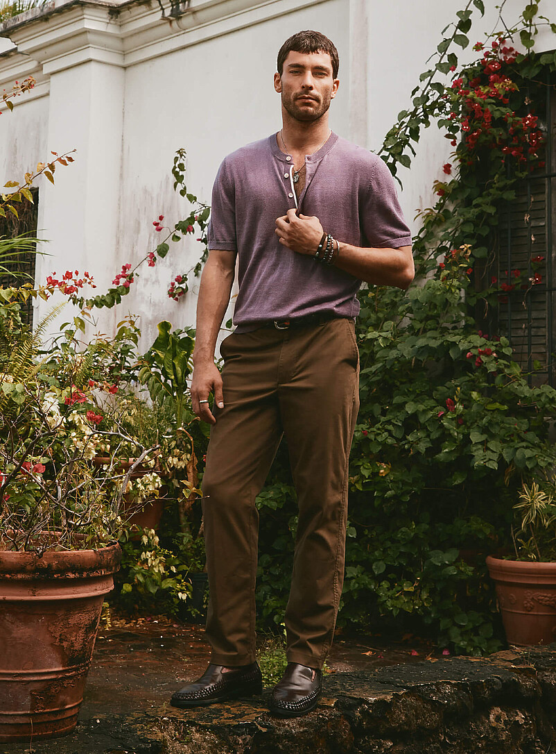 Buttoned Elastic-Waist Chinos Amsterdam Fit - Relaxed & Tapered
