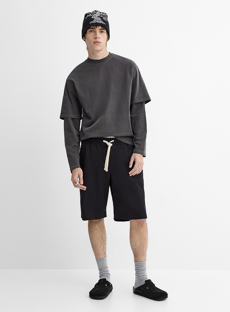 Stretch Twill Pull-On Bermudas Loose Fit
