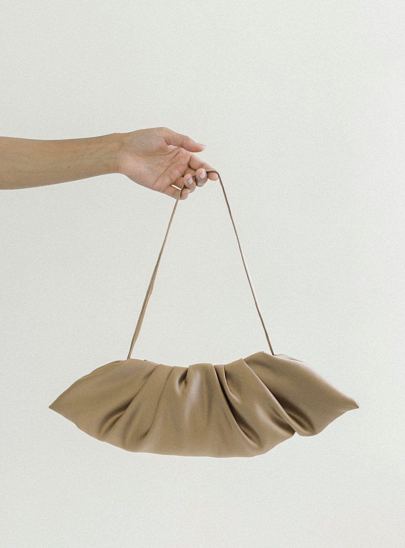 A Bronze Age Ivory/Cream Beige Babette pleated satin bag