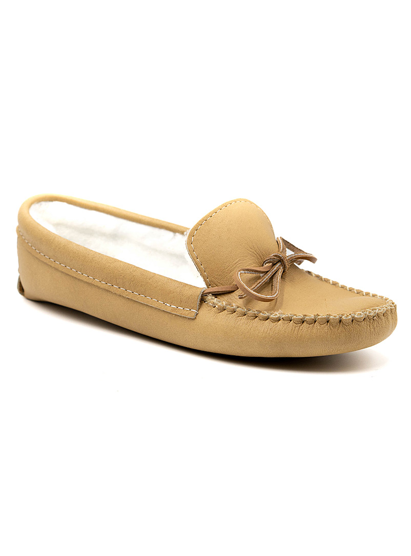 Bastien Industries Taupe Ndënon (smoothness) lined moccasins Men