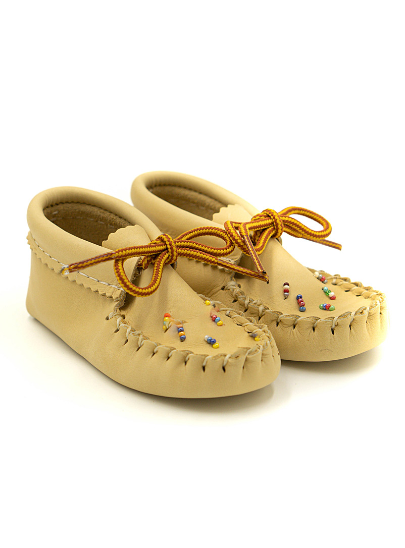 Bastien Industries Cream Beige Ohchi'ta' (foot) moccasins Kids