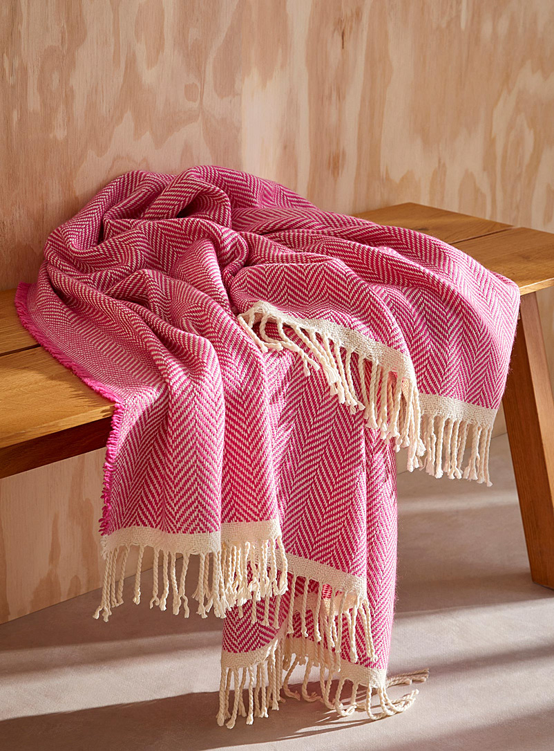 Simons Maison Pink Chevron knit throw 130 x 150 cm