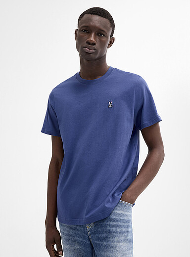 Psycho Bunny: Le t-shirt logo brod&eacute; Bleu moyen - Ardoise pour homme