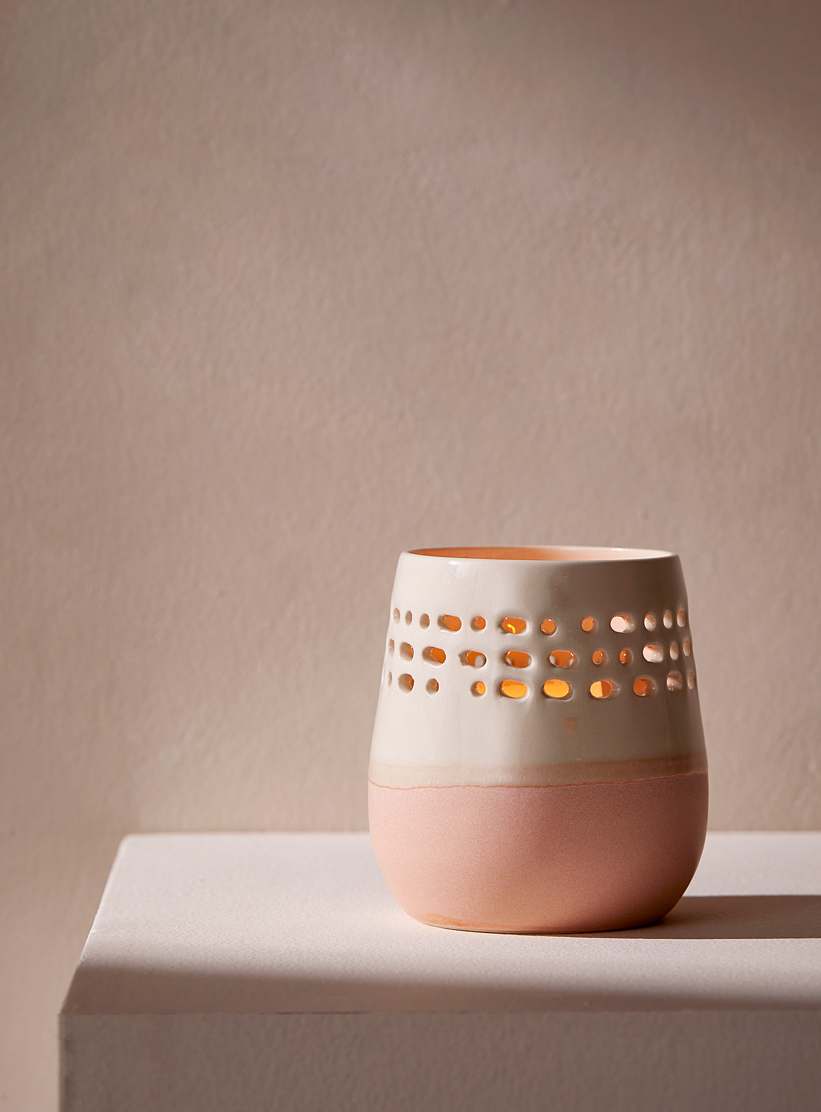 Sophie Manessiez Signal Porcelain Tealight Candleholder In Pink
