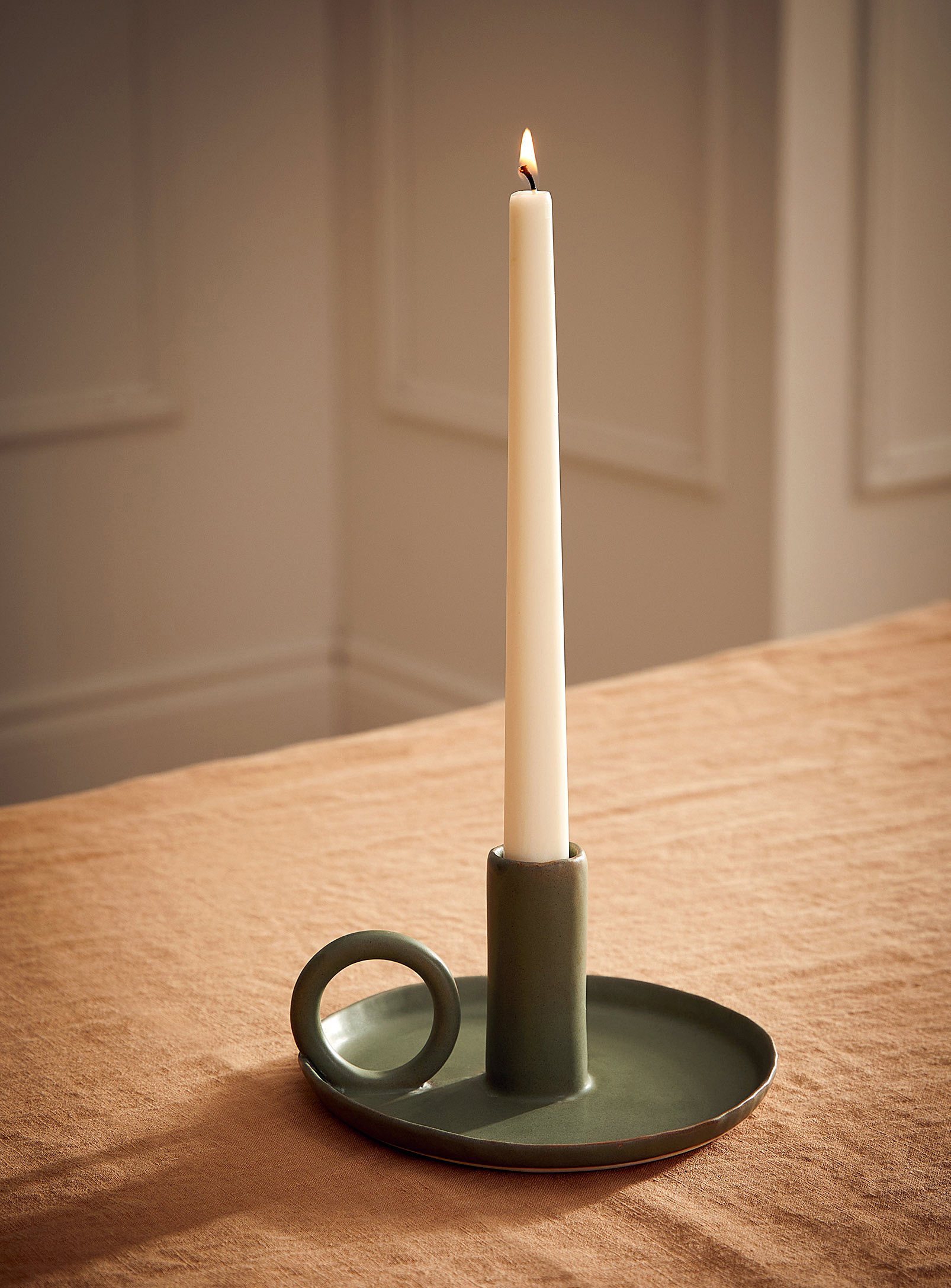 Sophie Manessiez Porcelain Candleholder In Green