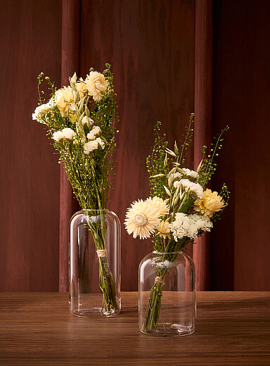 Dried floral bouquets with vials