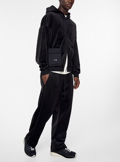 Y-3 Black Structured velvet pant for men