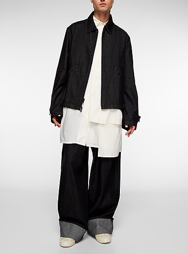 Y-3: Le pantalon ample denim noir Noir pour homme