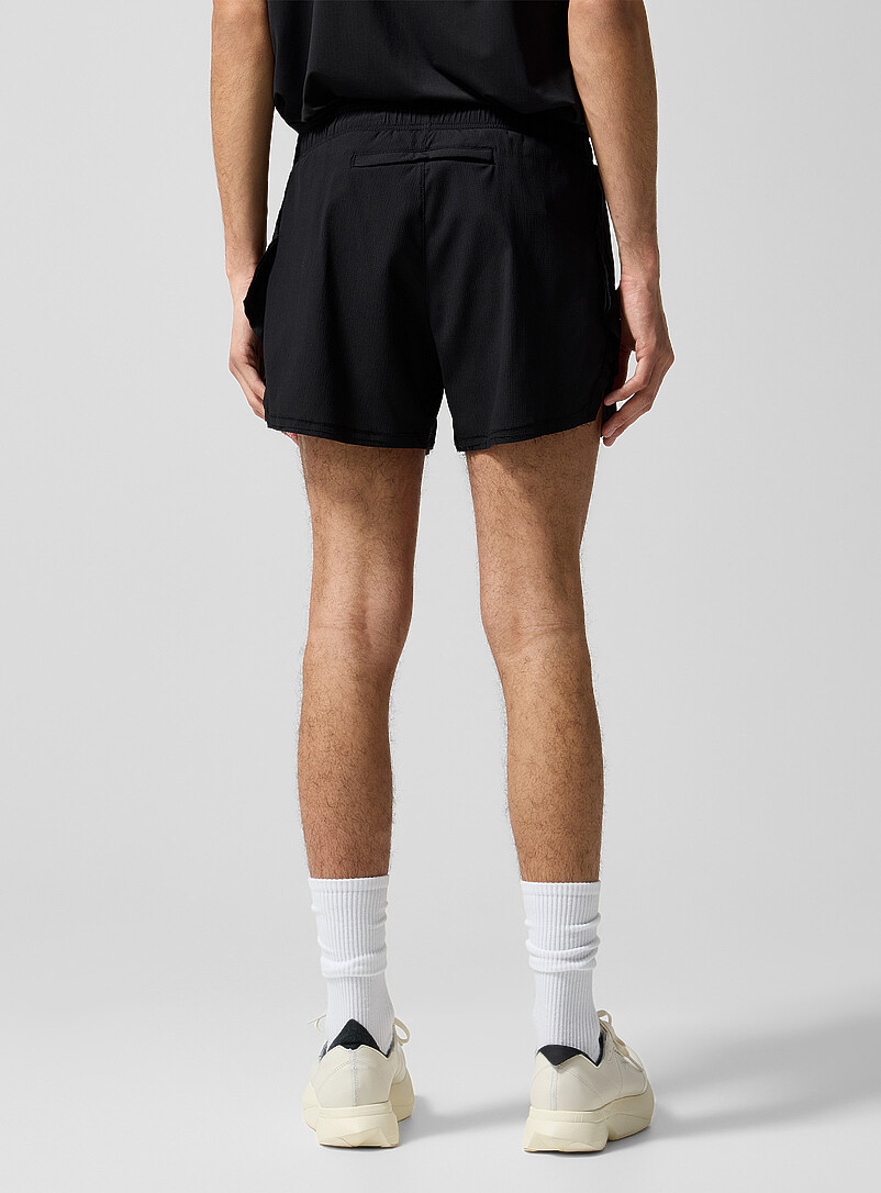 Y-3 Black Split piping waffled track short for men