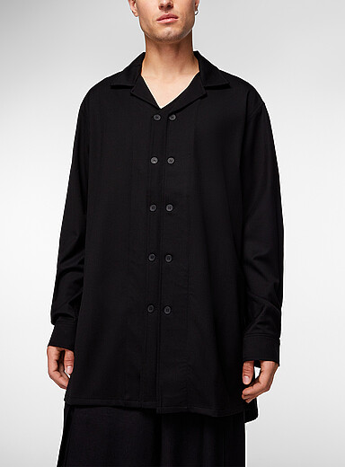Y-3: La longue surchemise double boutonni&egrave;re Noir pour homme