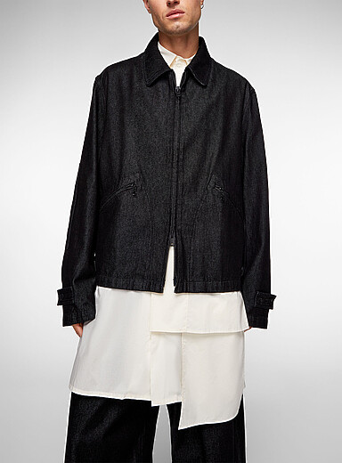 Y-3 Black Black denim coach jacket for men