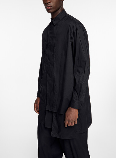 Y-3: La longue chemise panneaux et poche cach&eacute;e Noir pour homme
