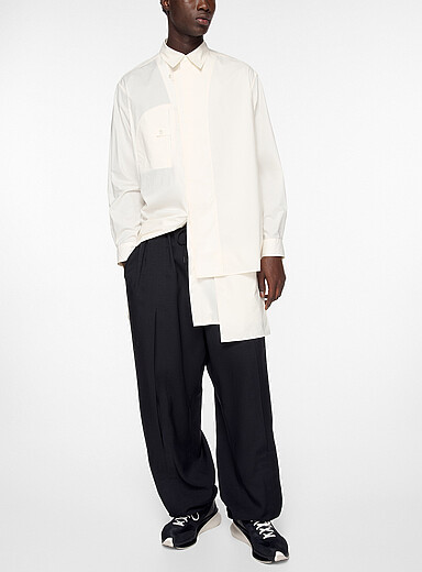 Y-3 Off White Hidden pocket panelled long shirt for men