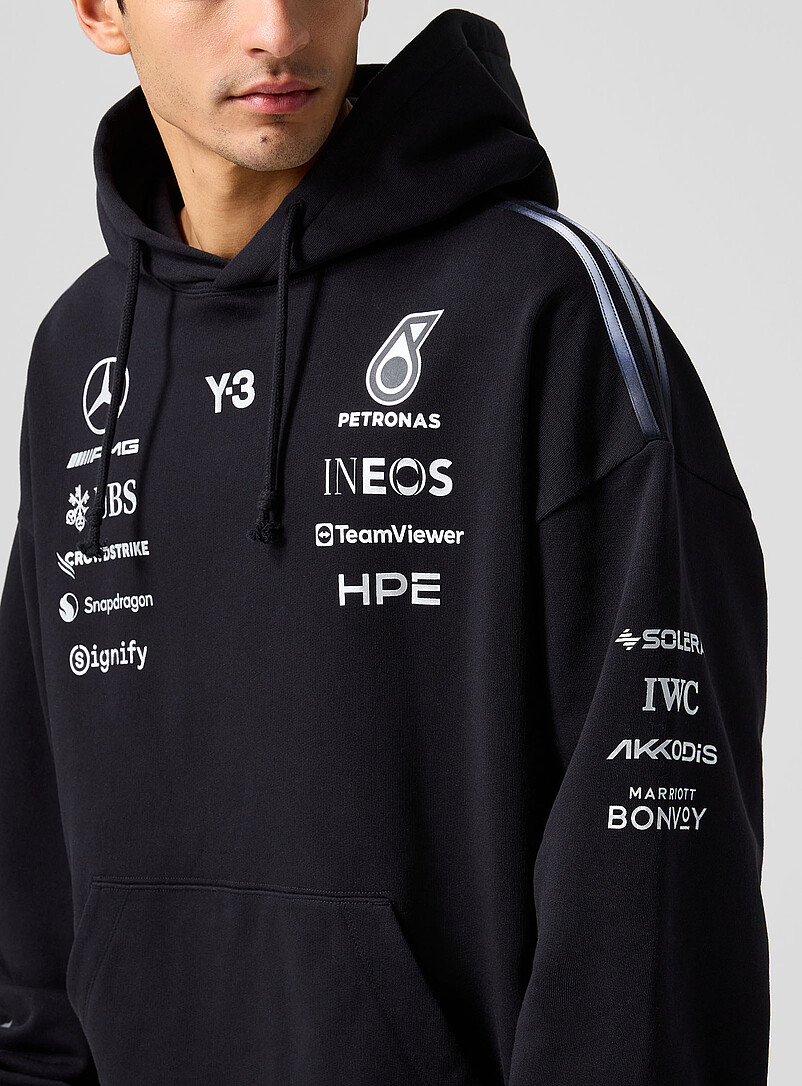 Y-3 Black Y-3 x Mercedes-AMG multi-logo hoodie for men