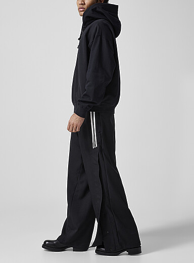 Y-3 Black Side openings loose track pant for men