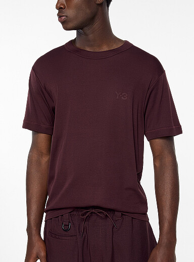 Y-3 Burgundy Burgundy tone-on-tone logo T-shirt for men