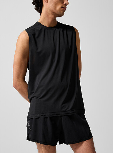 Y-3 Black Micro-perforated ultra-lightweight muscle tee for men