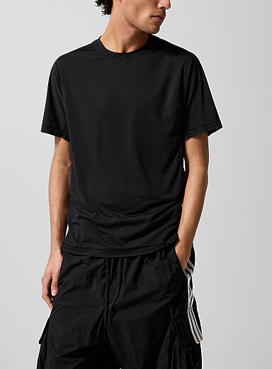 Y-3 Black Micro-perforated running T-shirt for men