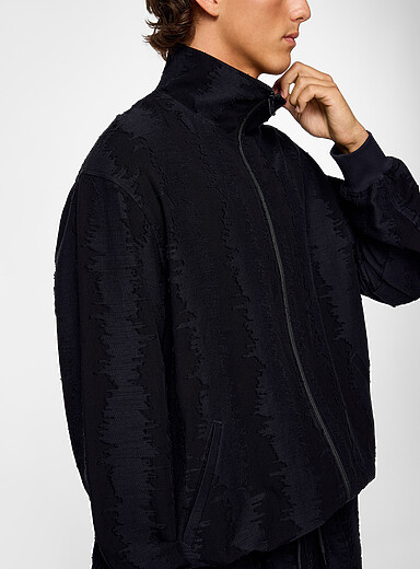 Y-3: La veste <i>track</i> jacquard d&eacute;vor&eacute; Noir pour homme