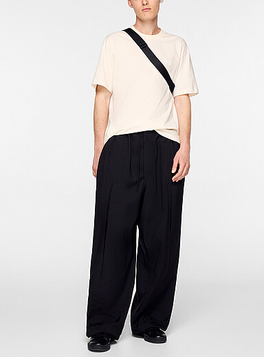Y-3: Le t-shirt logo ton sur ton Blanc cass&eacute; pour homme