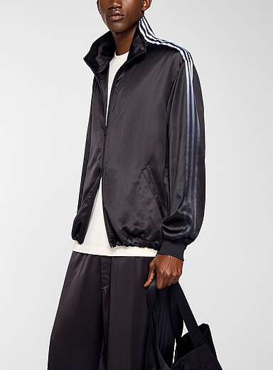 Y-3: La veste <i>track</i> satin bandes d&eacute;grad&eacute;es Noir pour homme
