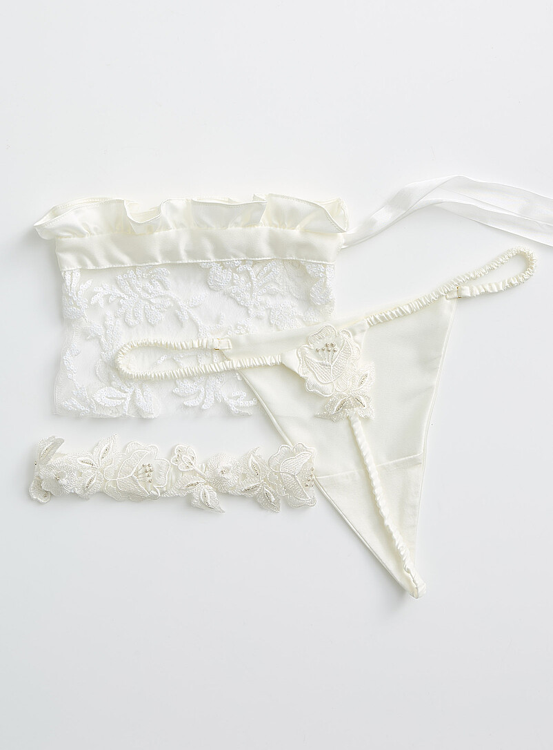 True Love embroidered flowers string thong and garter Polyester Bridal Collection product image 2