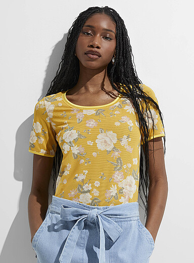 blue and yellow top womens