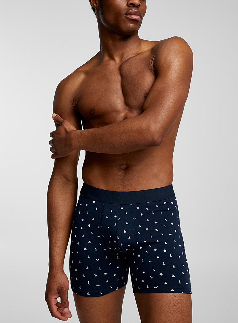 Le 31 Navy/Midnight Blue Outdoor pattern boxer brief for men