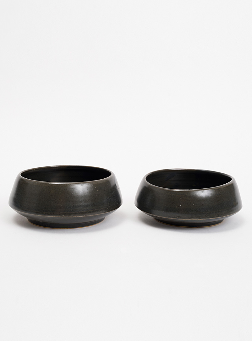 Kate Metten Ceramics Black Set of 2 minimalist stoneware serving bowls