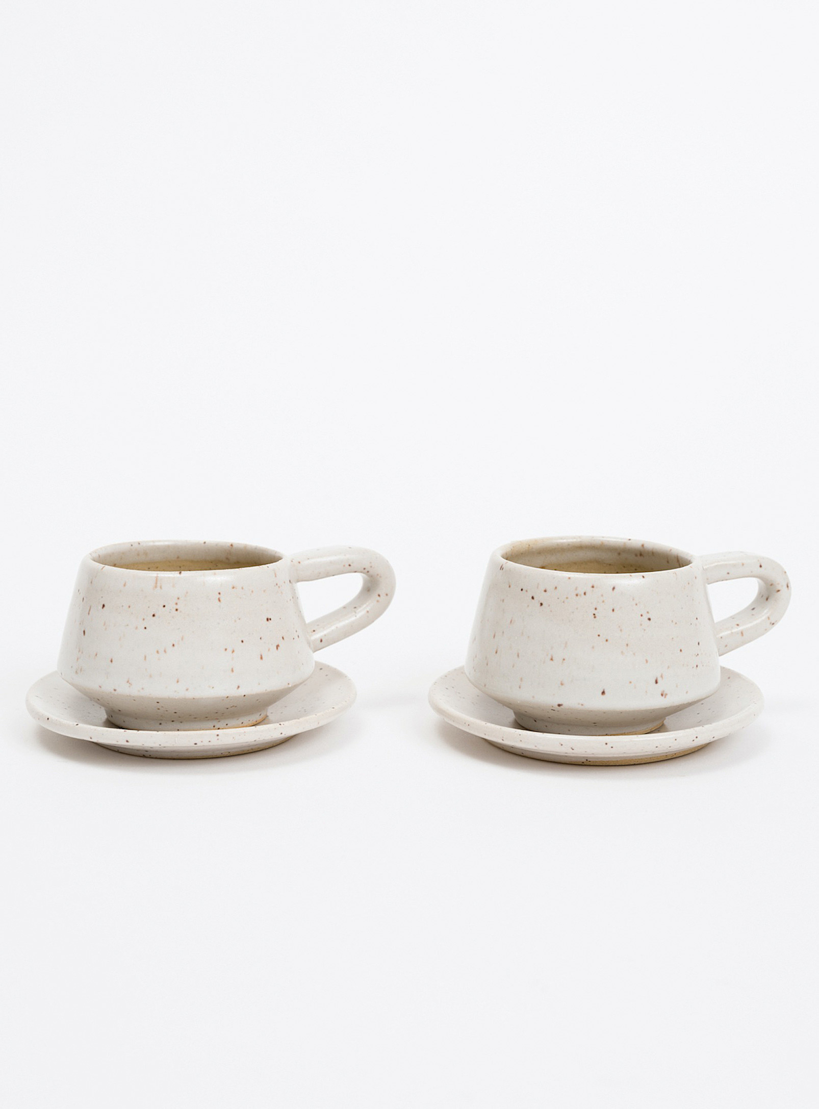Kate Metten Ceramics Speckled Stoneware Espresso Cup Set In White