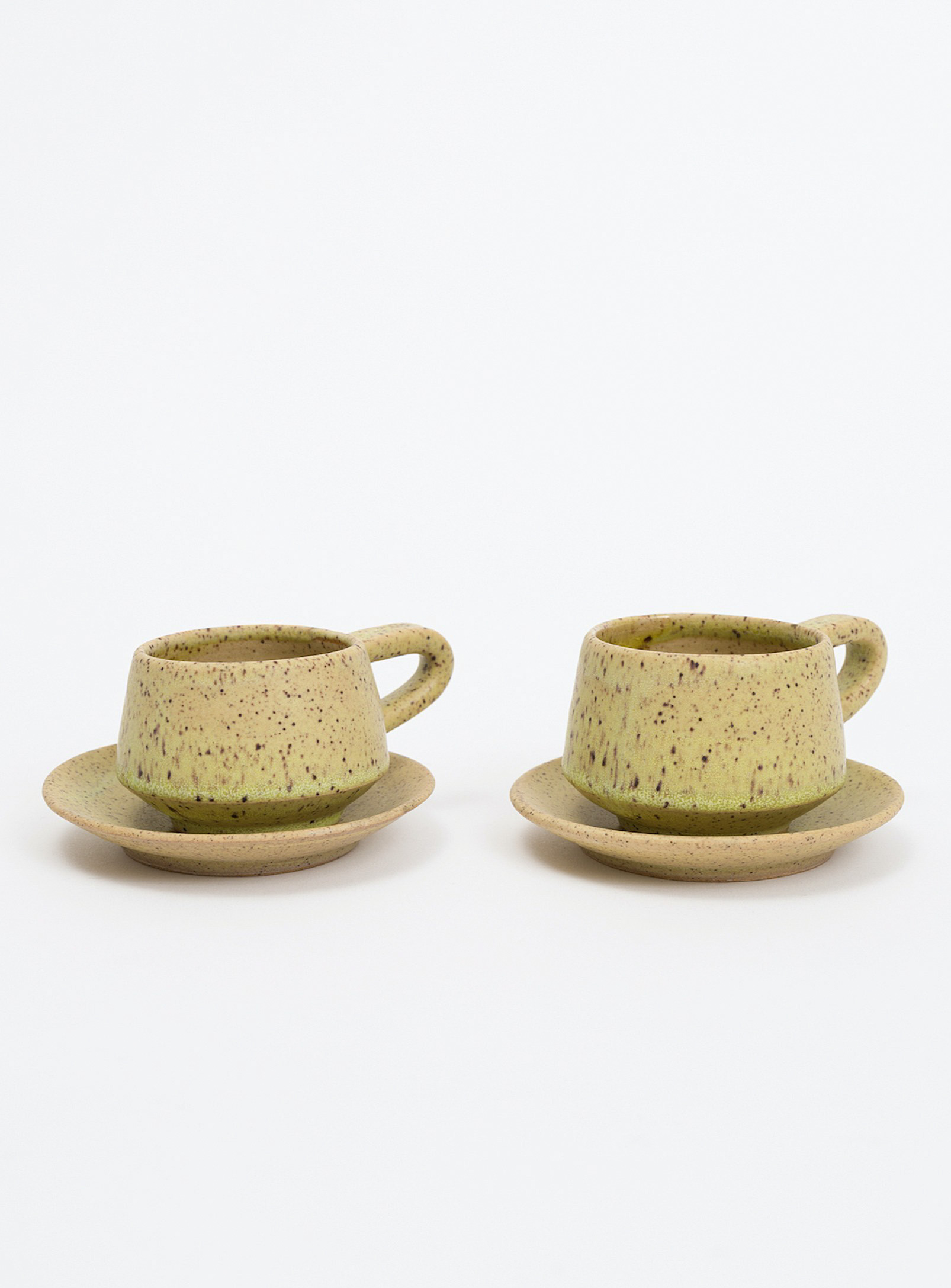 Kate Metten Ceramics Speckled Stoneware Espresso Cup Set In Green