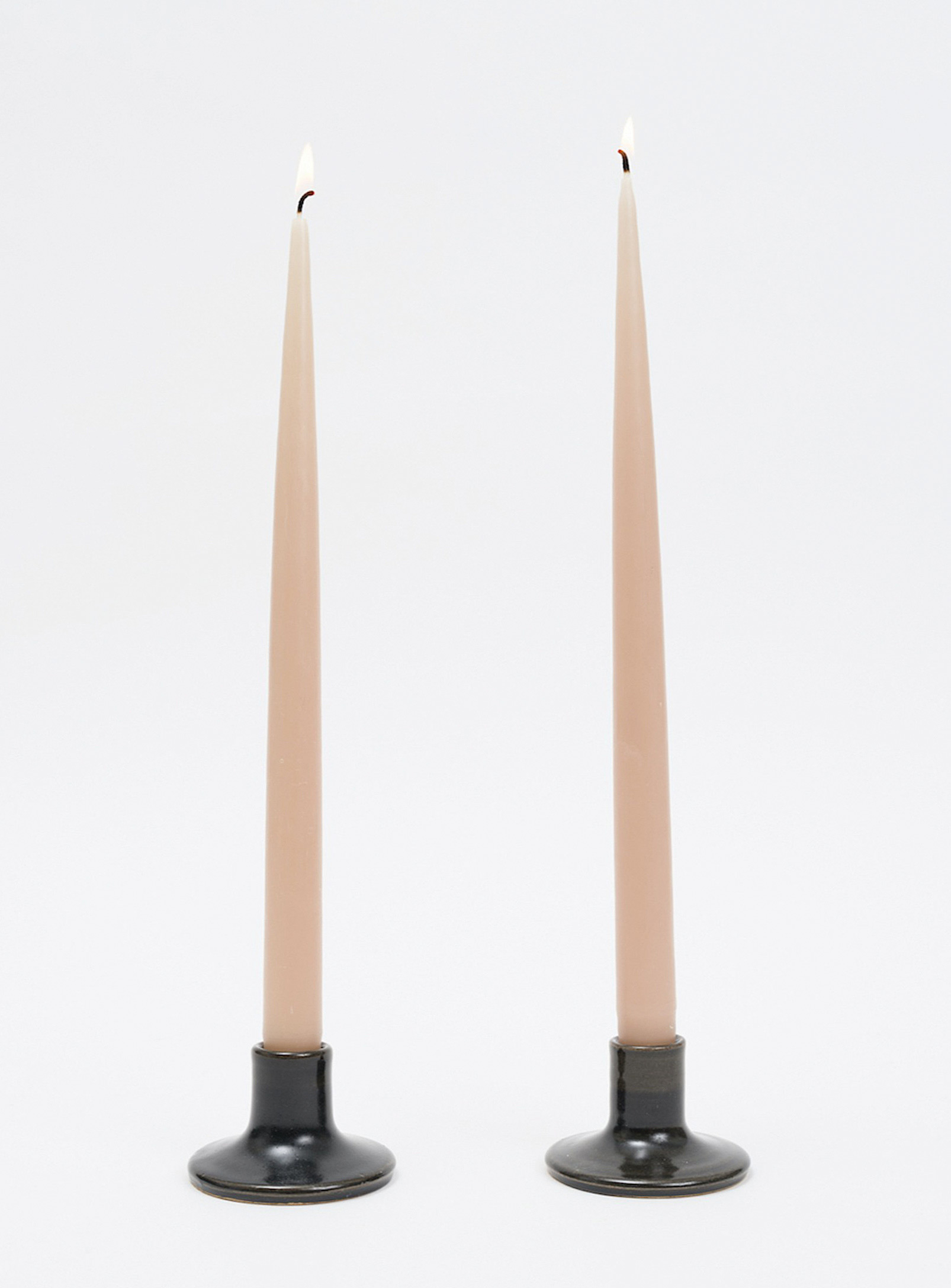 Kate Metten Ceramics Stoneware Minimalist Candlestick Set In White