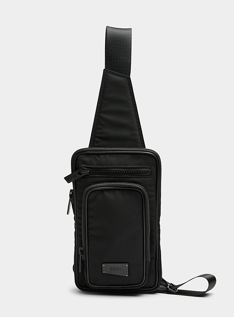 Bedi Black Watson recycled leather sling bag for error