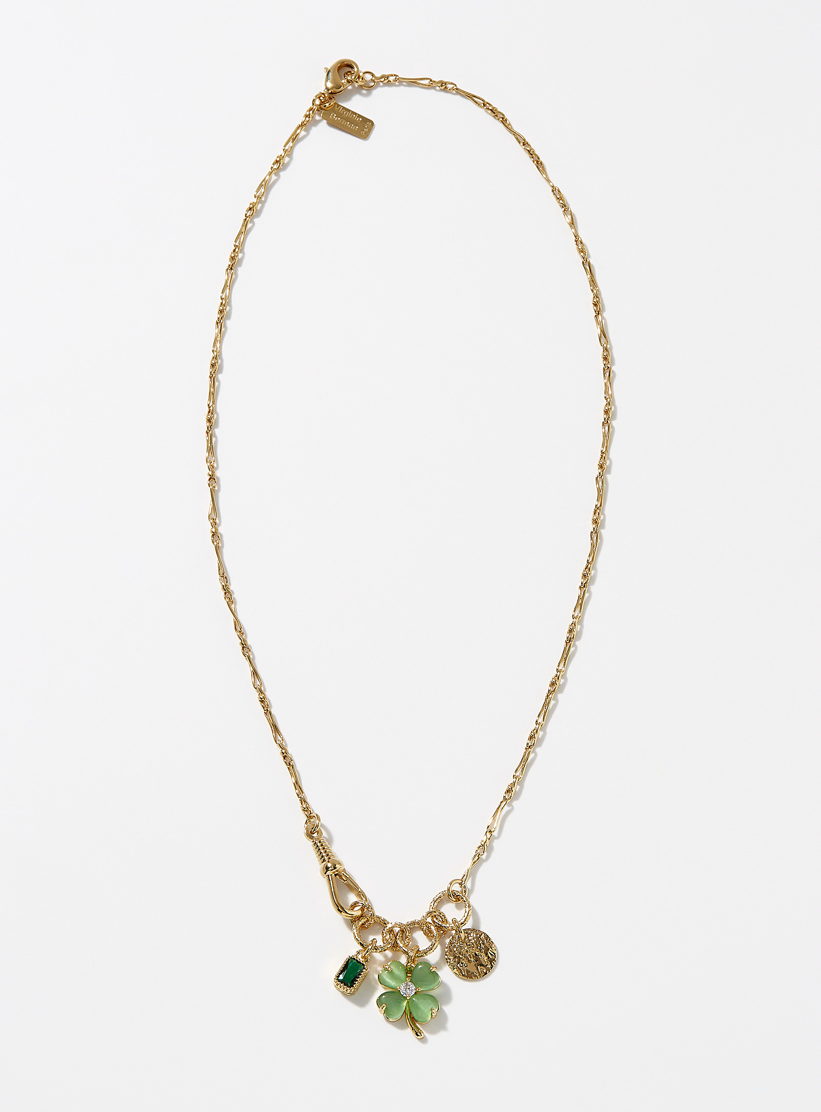 Virginie Berman Clover, Stone, And Medallion Chain In Gold