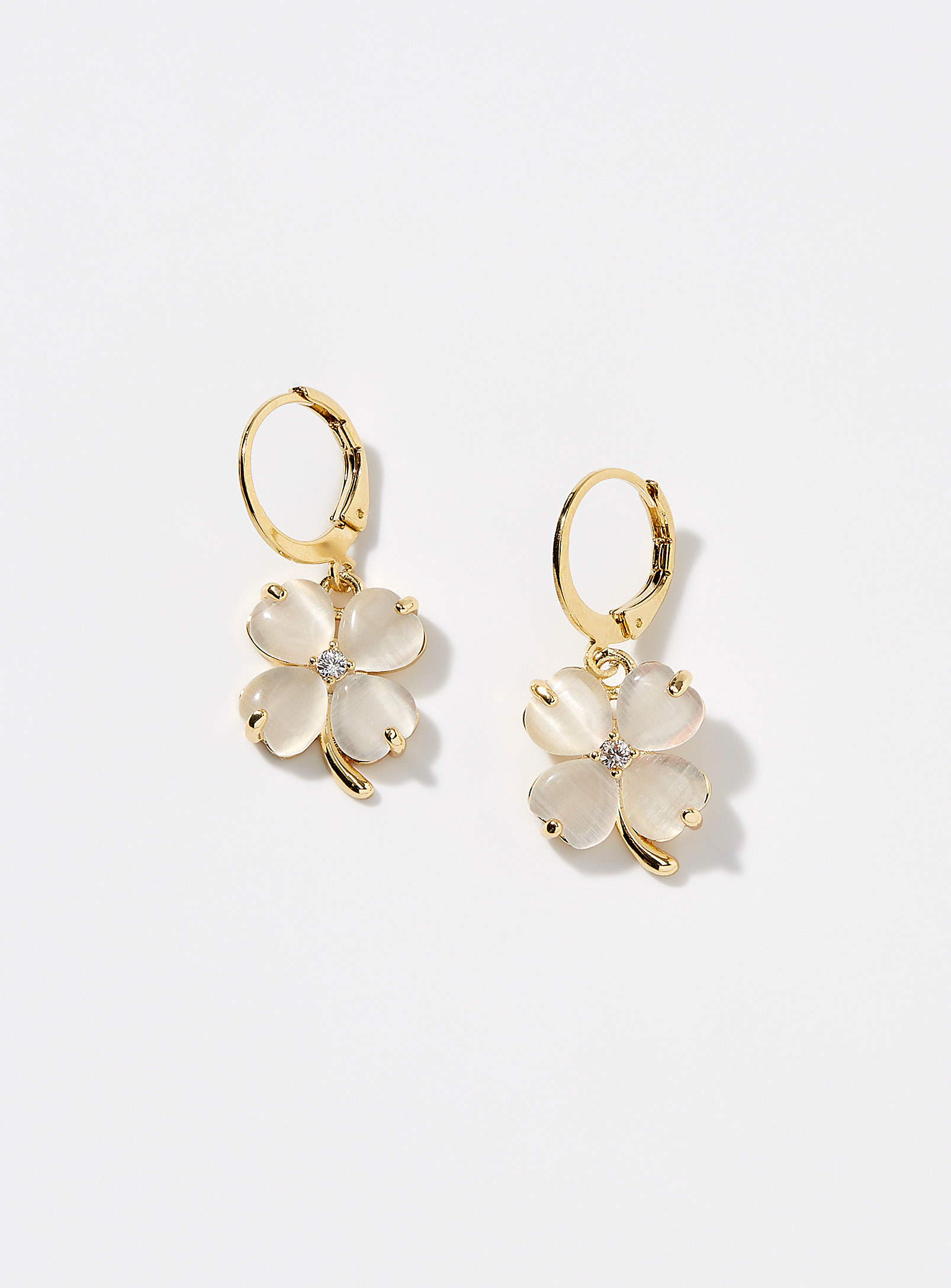 Virginie Berman White Clovers Earrings In Gold