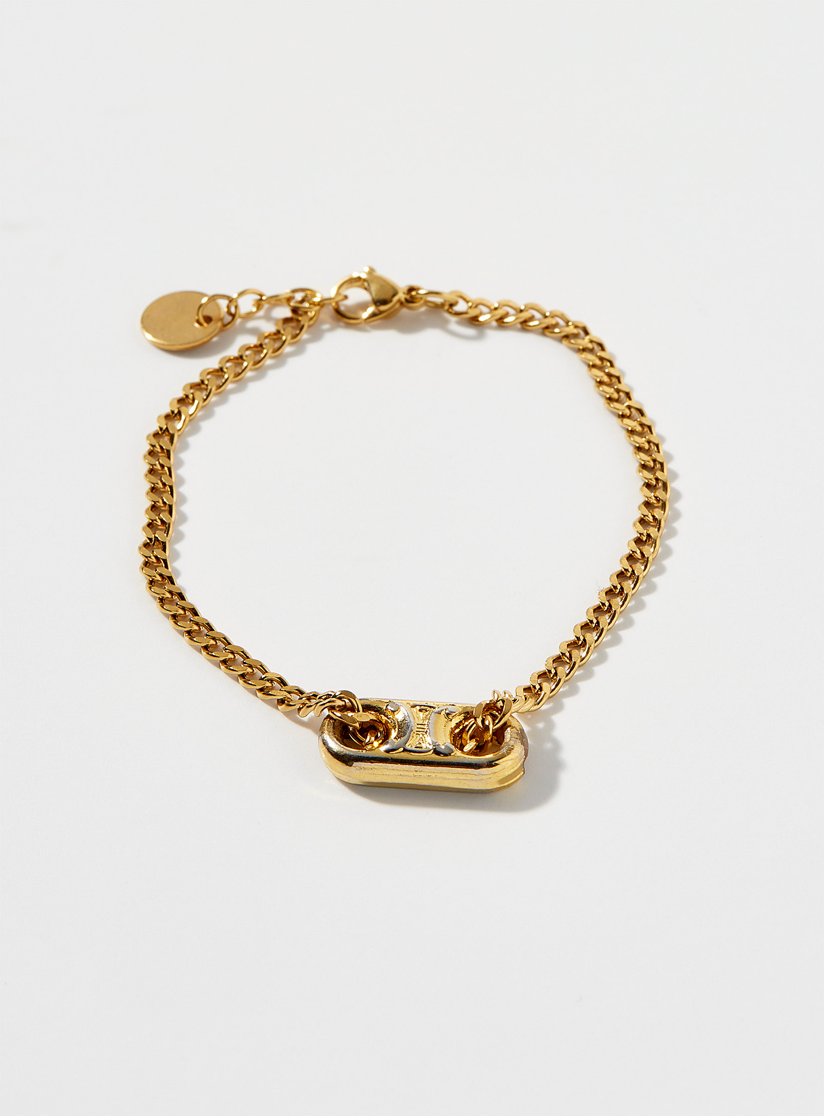 Luxury Story Celine Upcycled Charm Bracelet In Gold