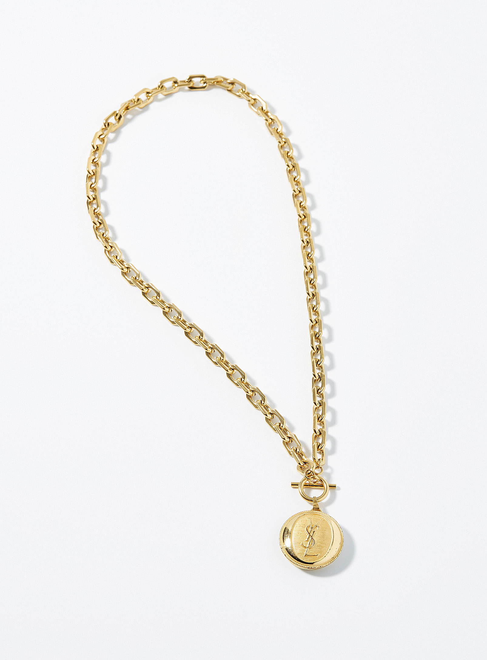 Luxury Story Yves Saint Laurent Medallion Upcycled Chain In Gold