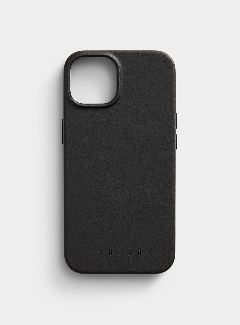 MUJJO Black Rigid iPhone 13/14/15 leather case for women