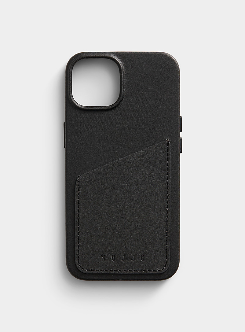 MUJJO Black Leather iPhone 13/14/15 case for women
