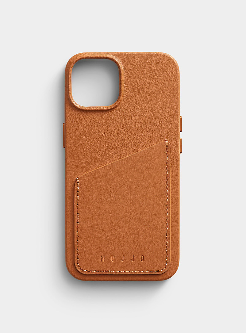 MUJJO Honey/Camel Leather iPhone 13/14/15 case for women