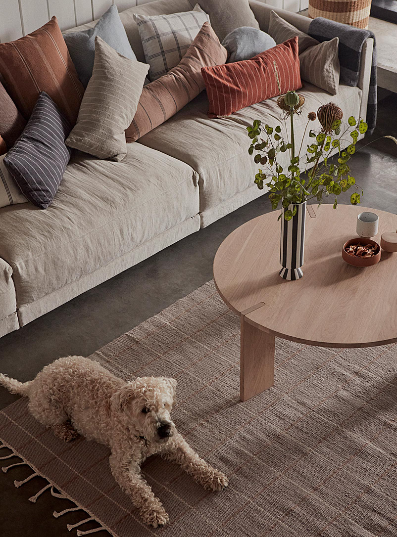 OYOY Living design Medium Brown Warm windowpane pattern reversible rug 140 x 200 cm