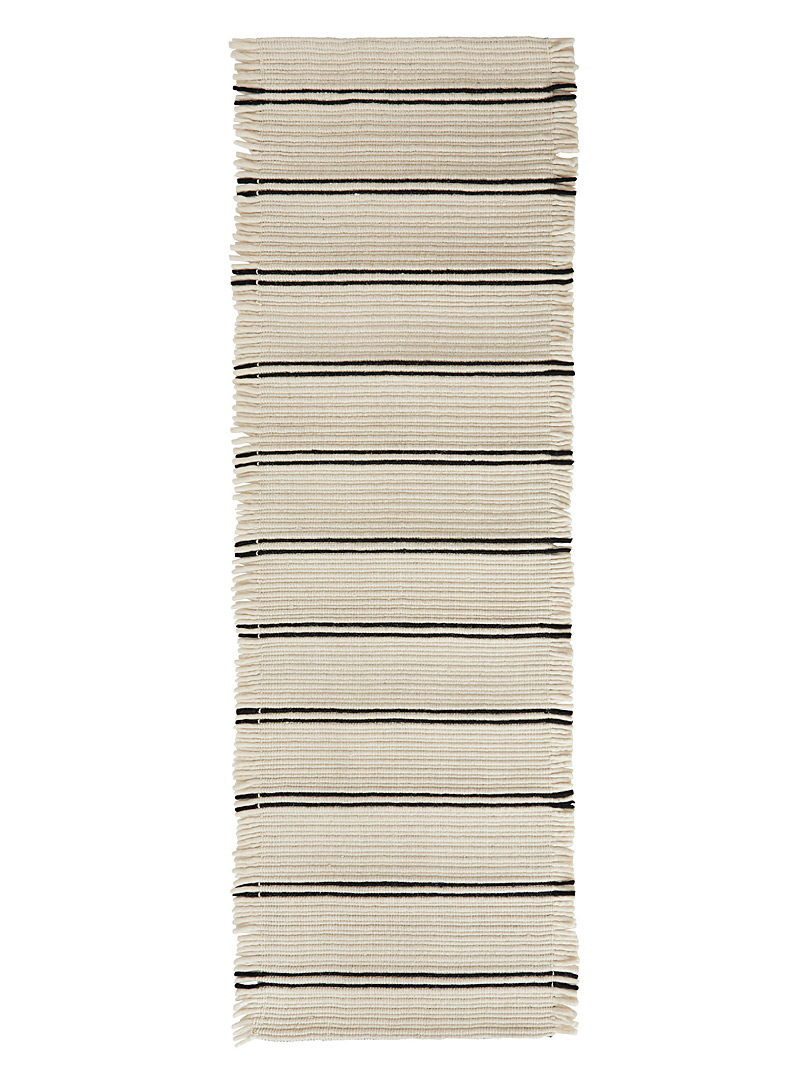 OYOY Living design: Le tapis de couloir laine relief 75 x 250 cm Blanc et noir