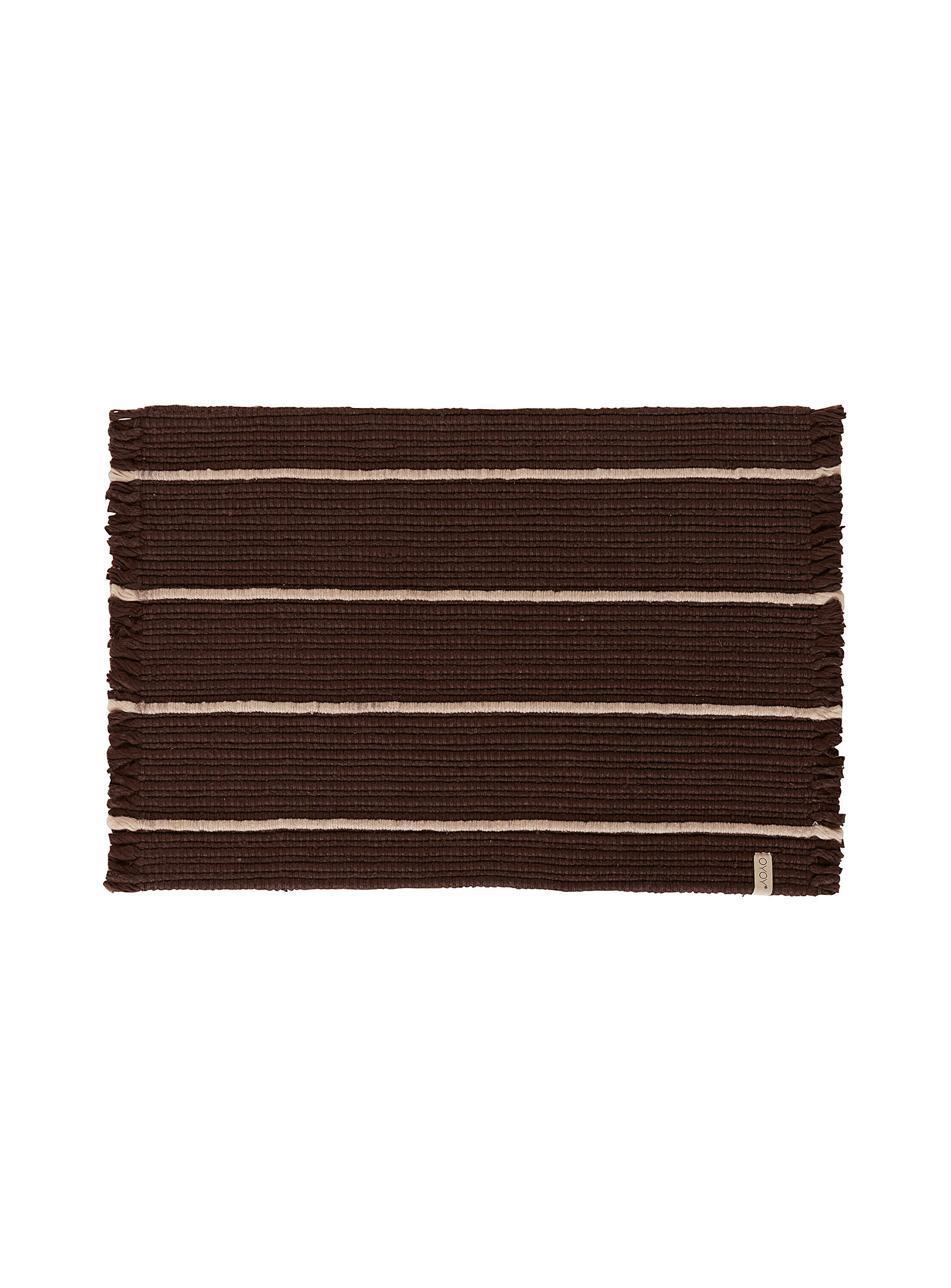 Oyoy Living Design Contrasting Stripes Textured Rug 52 X 76 Cm In Brown