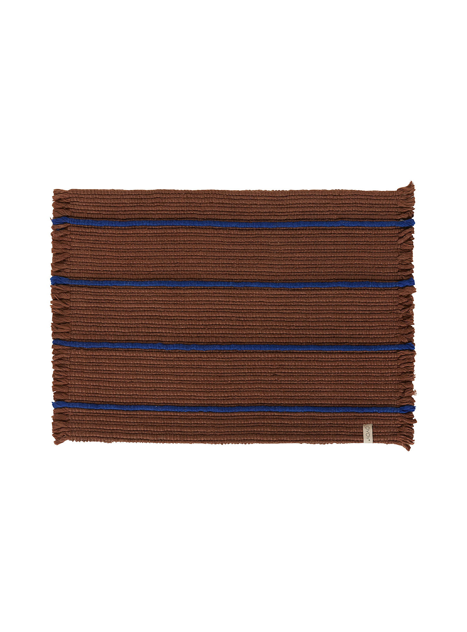 Oyoy Living Design Contrasting Stripes Textured Rug 52 X 76 Cm In Medium Brown