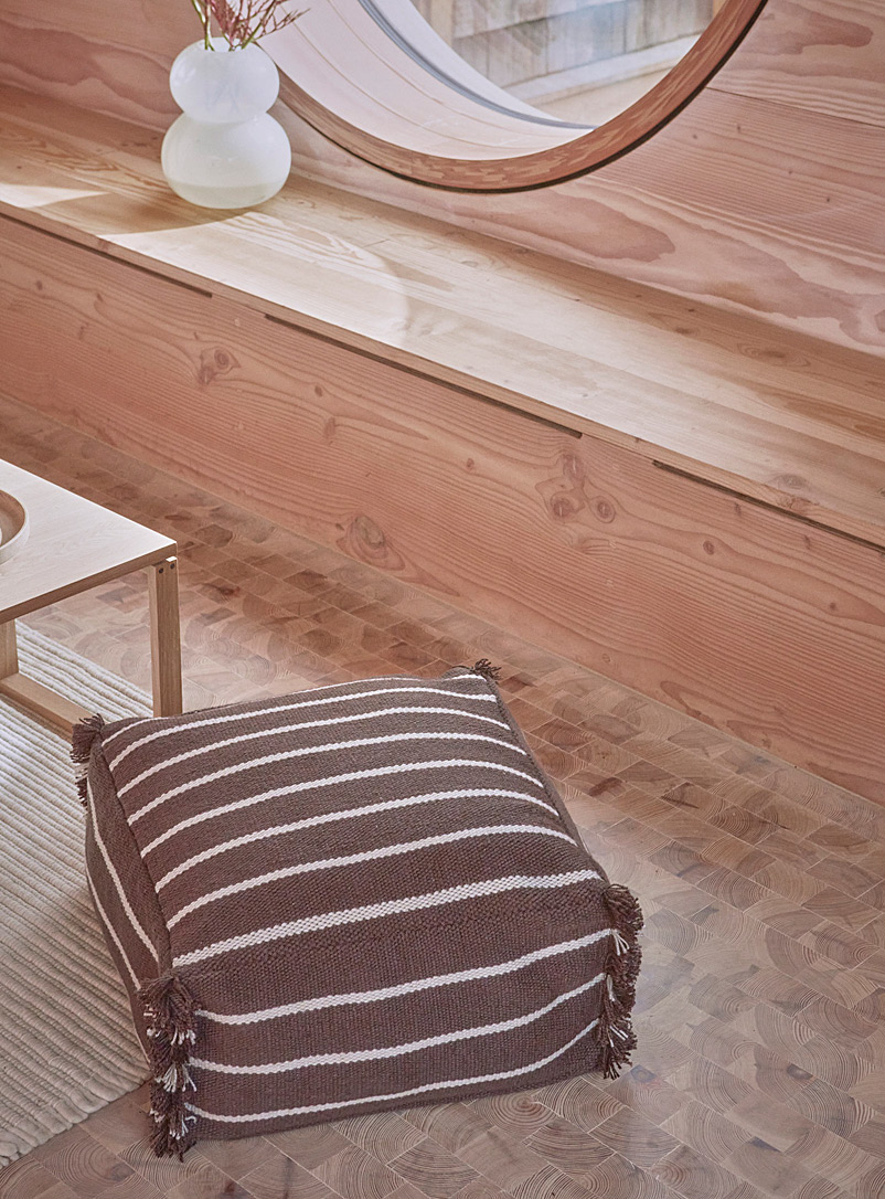 Contrasting stripes square pouf product image (primary)