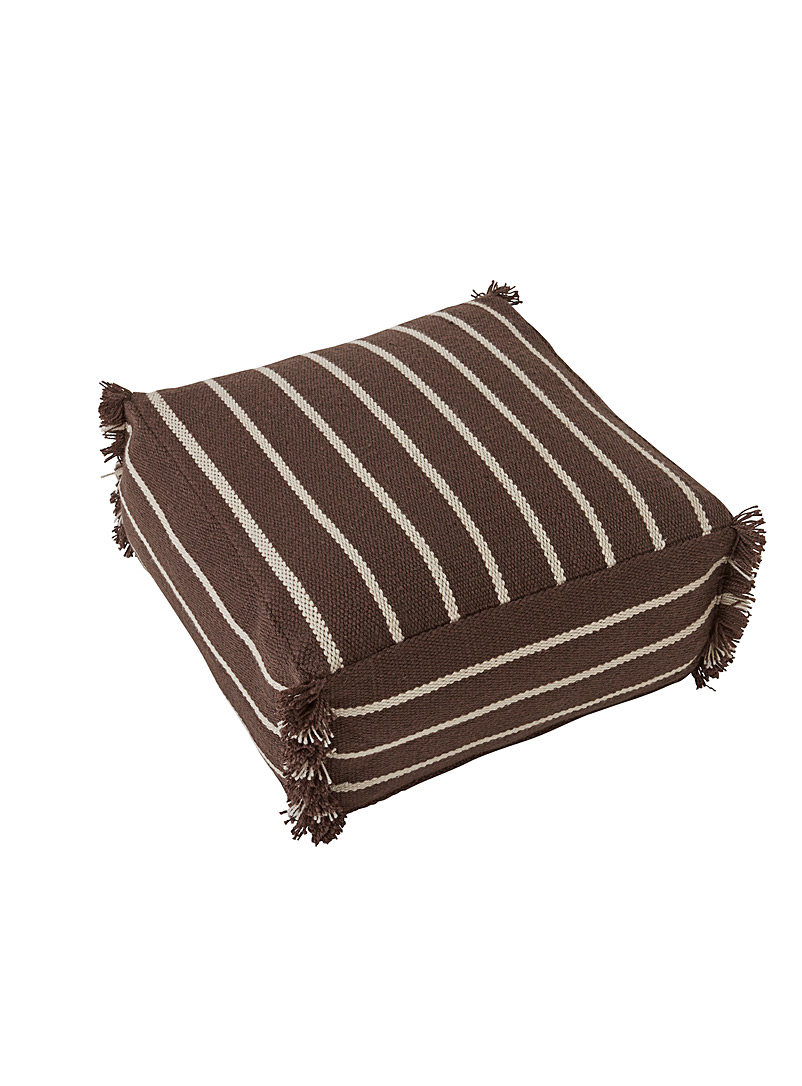 Contrasting stripes square pouf product image 2