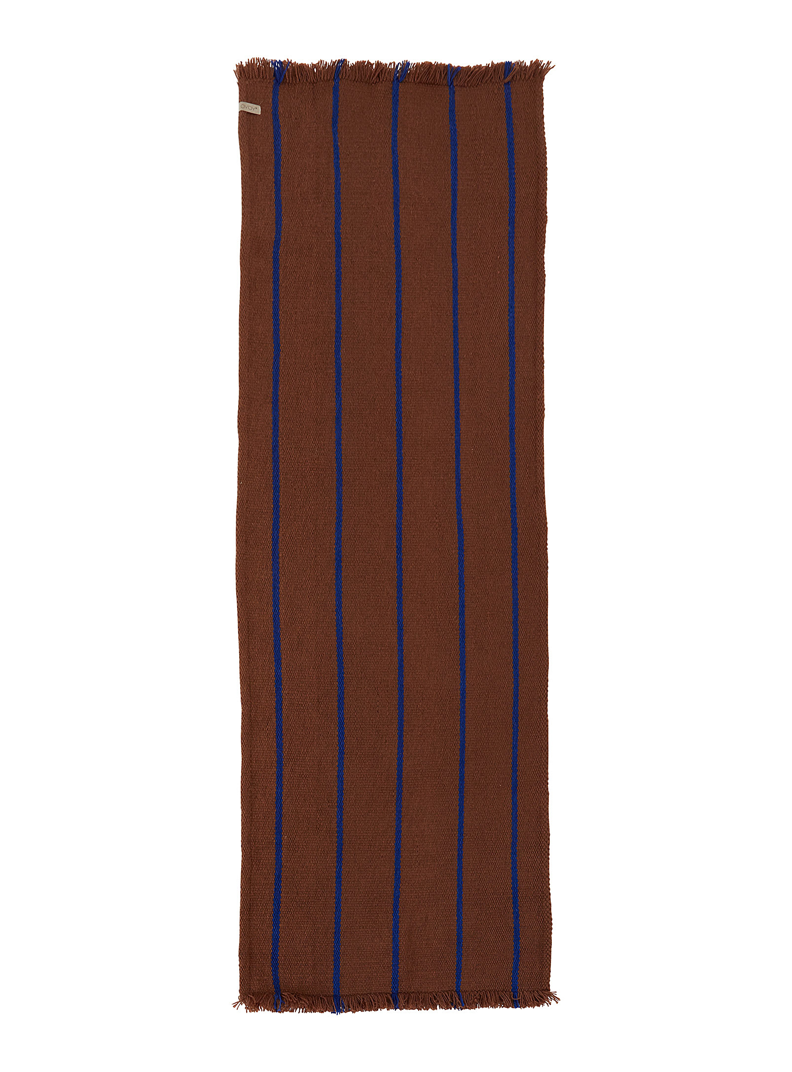 Oyoy Living Design Contrasting Stripes Hallway Rug 62 X 220 Cm In Medium Brown