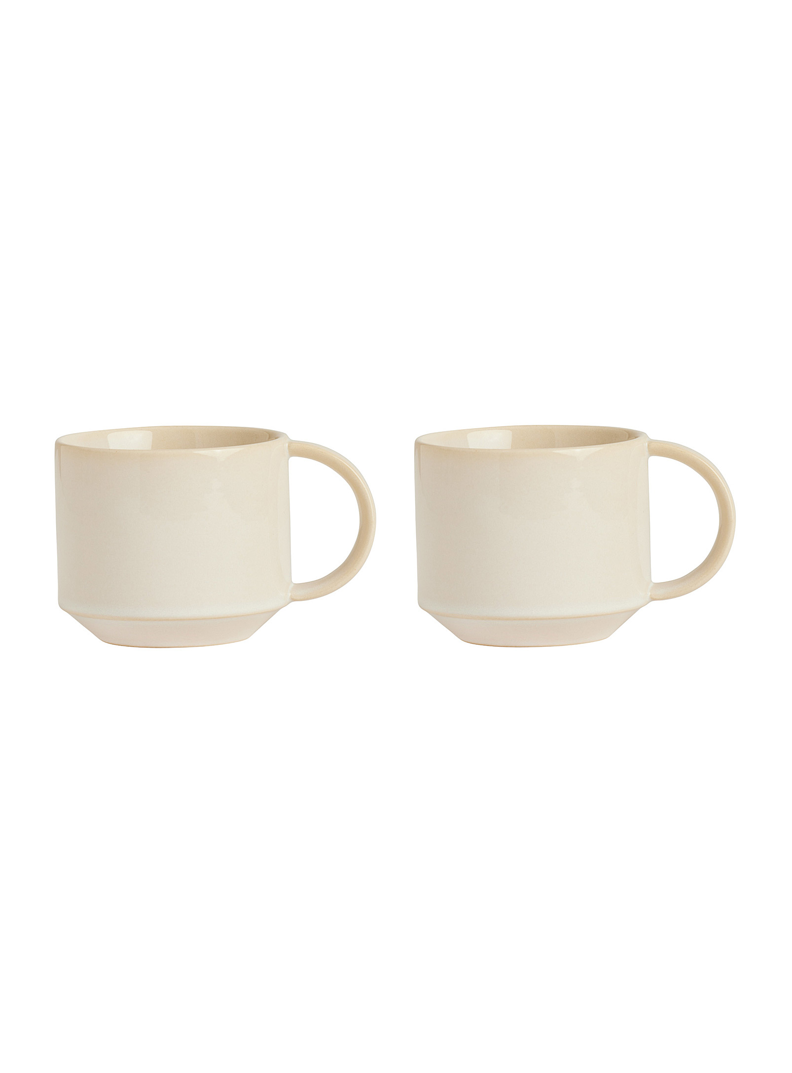 Oyoy Living Design Terracotta Geometric Artisanal Cups Set Of 2 In Ivory White